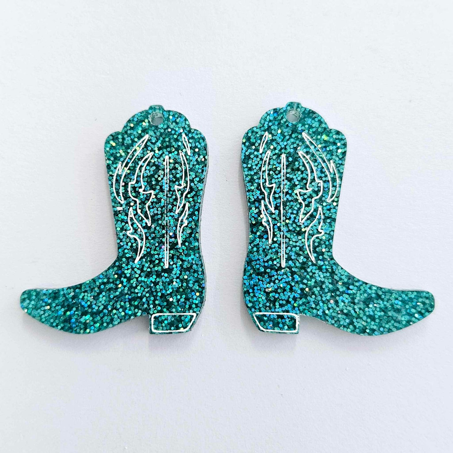 35mm TEAL GLITTER Acrylic BOOTS