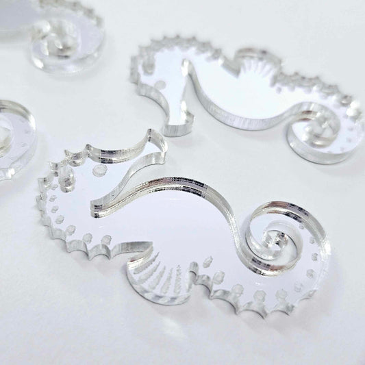 40mm SILVER MIRROR Acrylic SEAHORSES