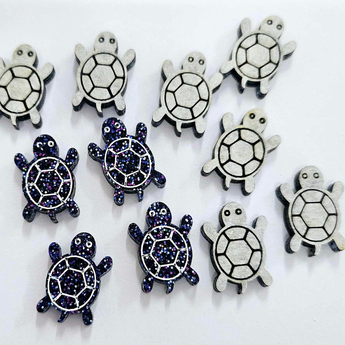 19mm HOLOGRAPHIC BLUE GLITTER Acrylic TURTLES