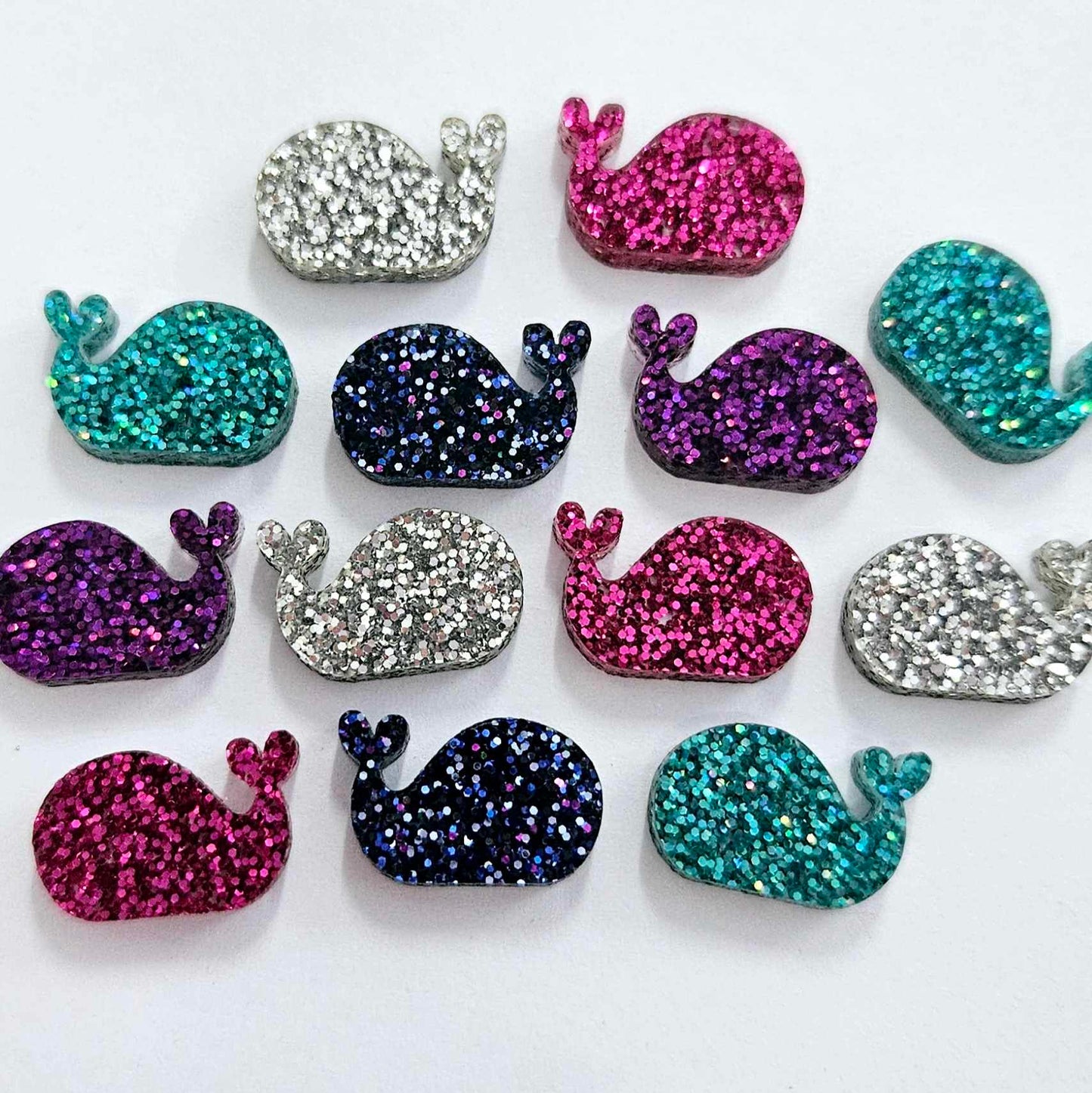 16mm GLITTER Acrylic WHALES MIXED PACK