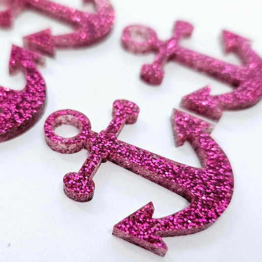 40mm HOT PINK GLITTER Acrylic ANCHORS