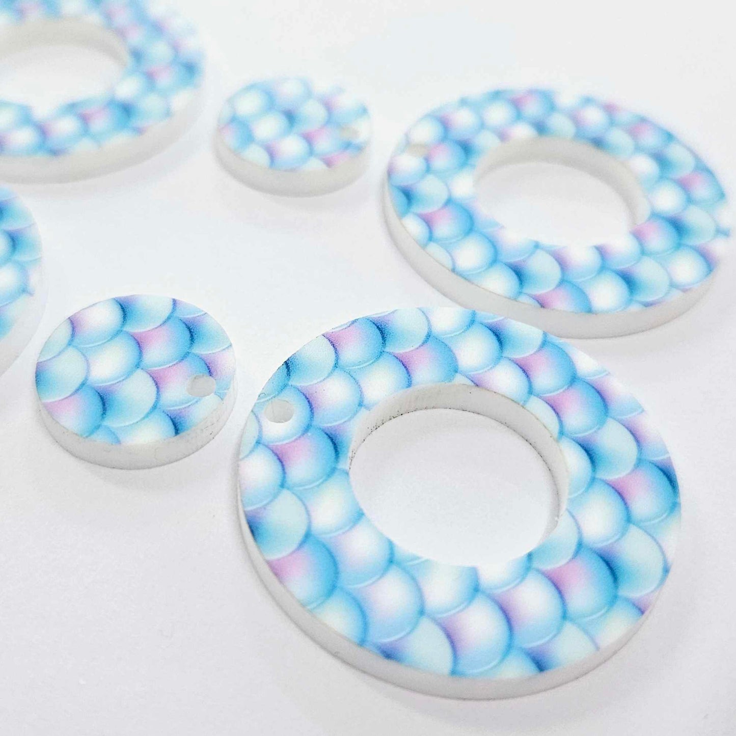 33mm MERMAID SCALES Acrylic MINI HOOPS, with toppers