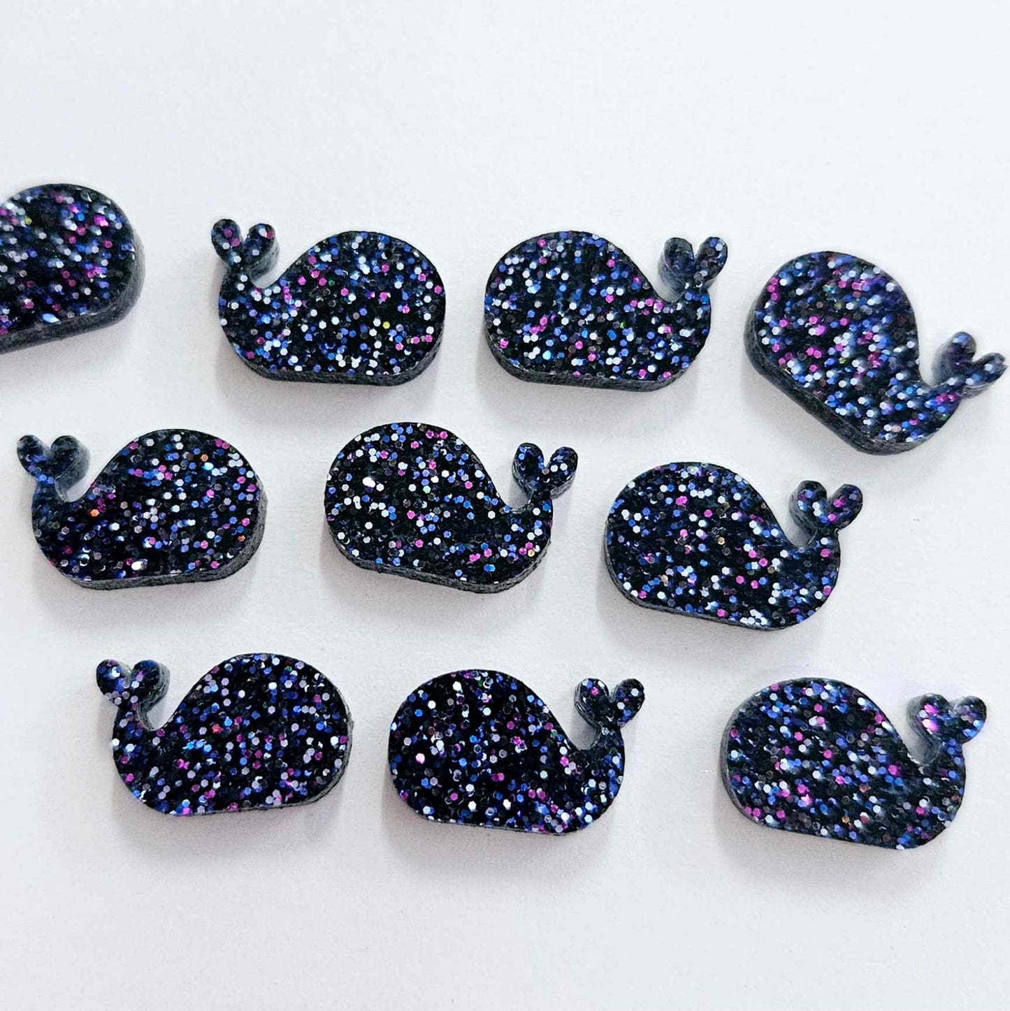 16mm HOLOGRAPHIC BLUE GLITTER Acrylic WHALES