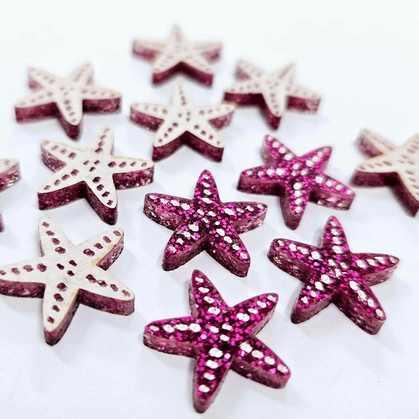 16mm HOT PINK GLITTER Acrylic STARFISH