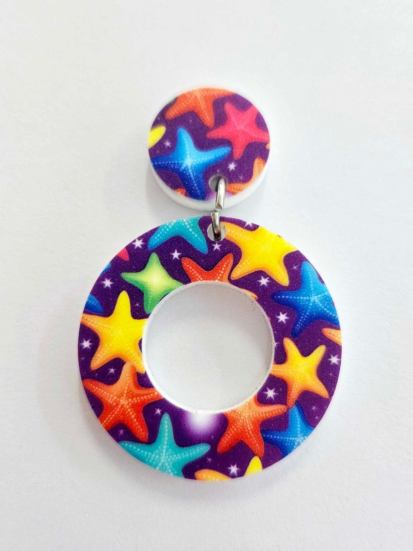 33mm STARFISH Acrylic MINI HOOPS, with toppers