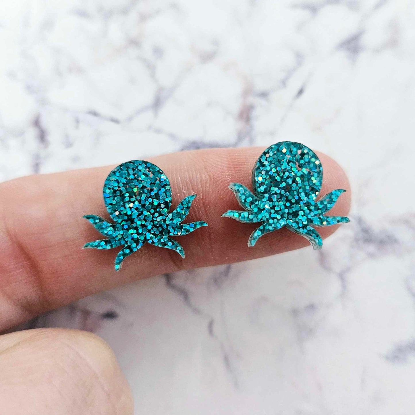 16mm TEAL GLITTER Acrylic OCTOPUS