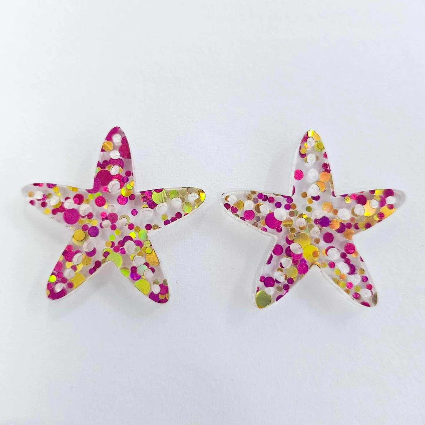 33mm PINK & GOLD BUBBLE GLITTER Acrylic STARFISH