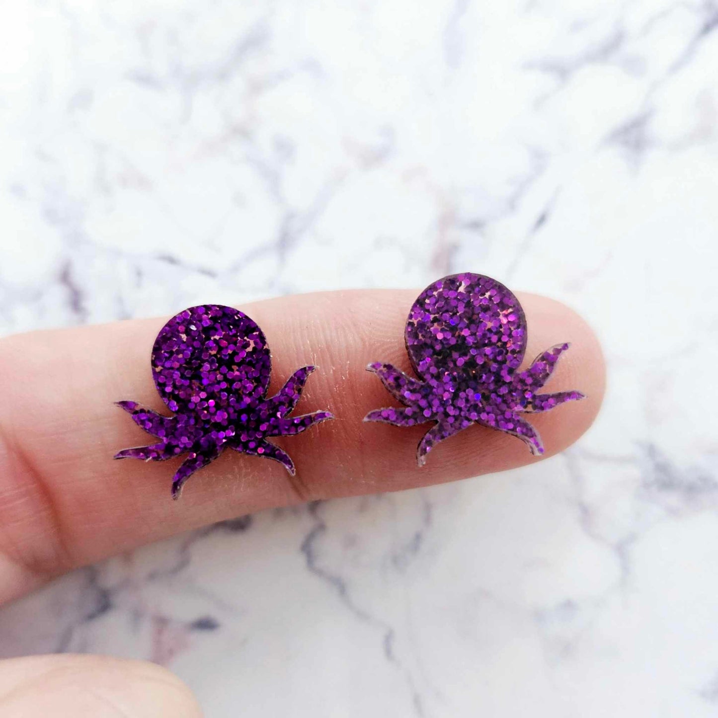 16mm HOLOGRAPHIC PURPLE GLITTER Acrylic OCTOPUS