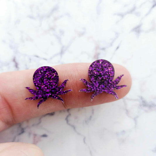 16mm HOLOGRAPHIC PURPLE GLITTER Acrylic OCTOPUS