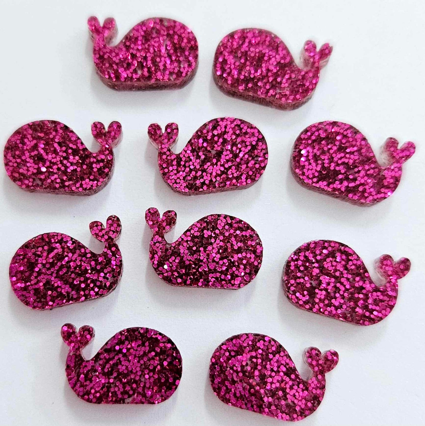 16mm HOT PINK GLITTER Acrylic WHALES