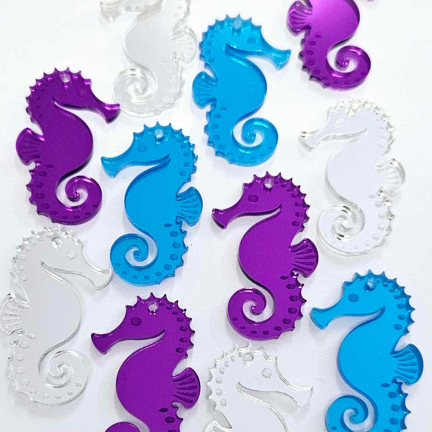 40mm MIRROR Acrylic SEAHORSES MIXED PACK