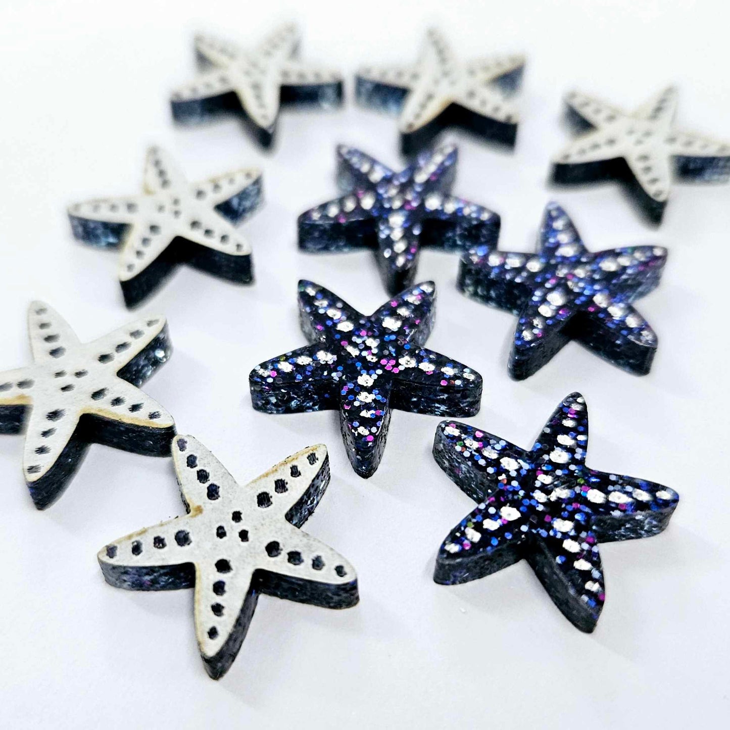 16mm HOLOGRAPHIC BLUE GLITTER Acrylic STARFISH