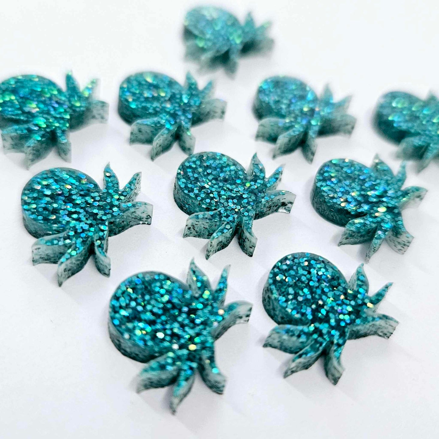 16mm TEAL GLITTER Acrylic OCTOPUS