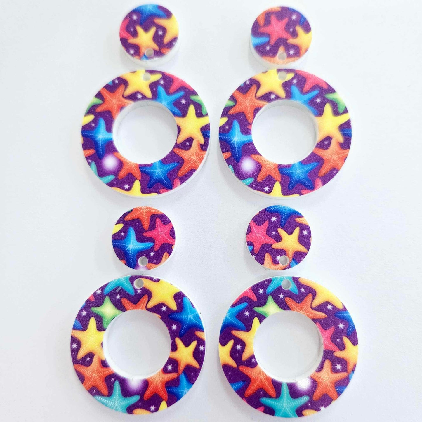 33mm STARFISH Acrylic MINI HOOPS, with toppers