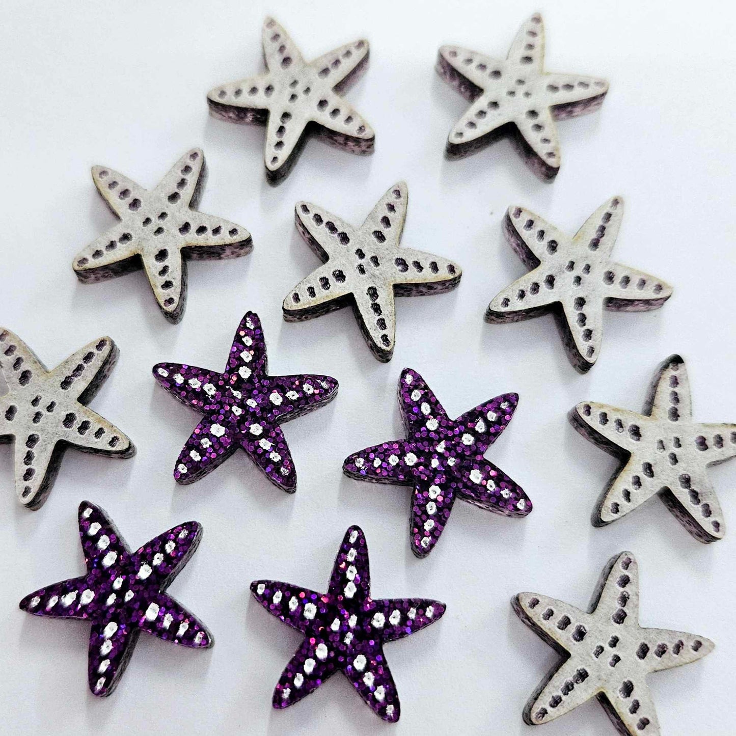 16mm HOLOGRAPHIC PURPLE GLITTER Acrylic STARFISH