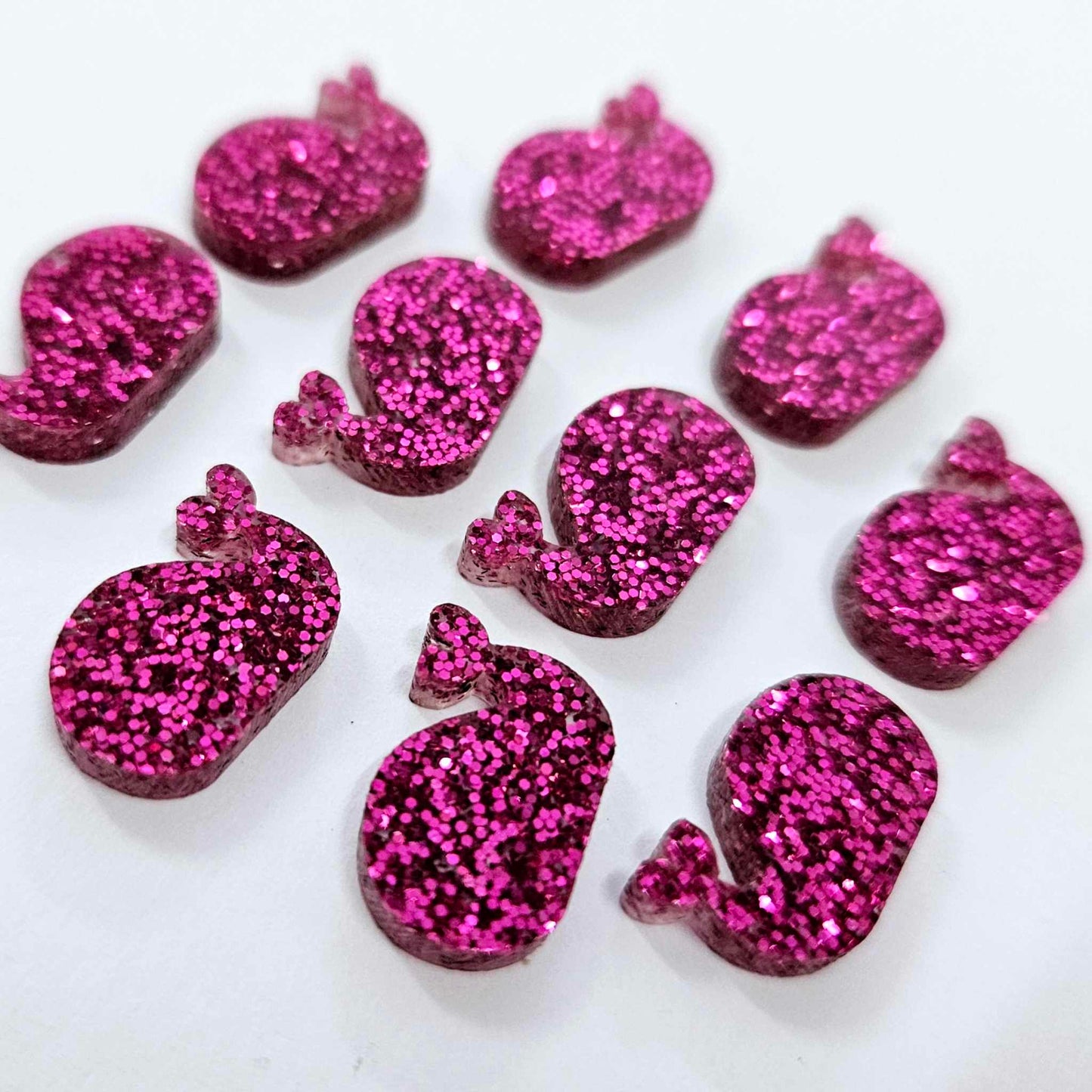 16mm HOT PINK GLITTER Acrylic WHALES