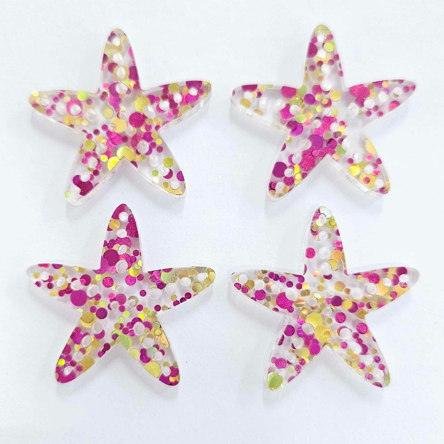 33mm PINK & GOLD BUBBLE GLITTER Acrylic STARFISH