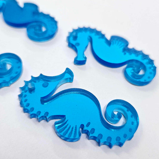 40mm BLUE MIRROR Acrylic SEAHORSES