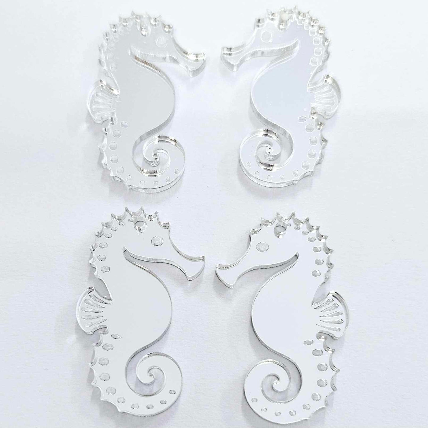 40mm SILVER MIRROR Acrylic SEAHORSES