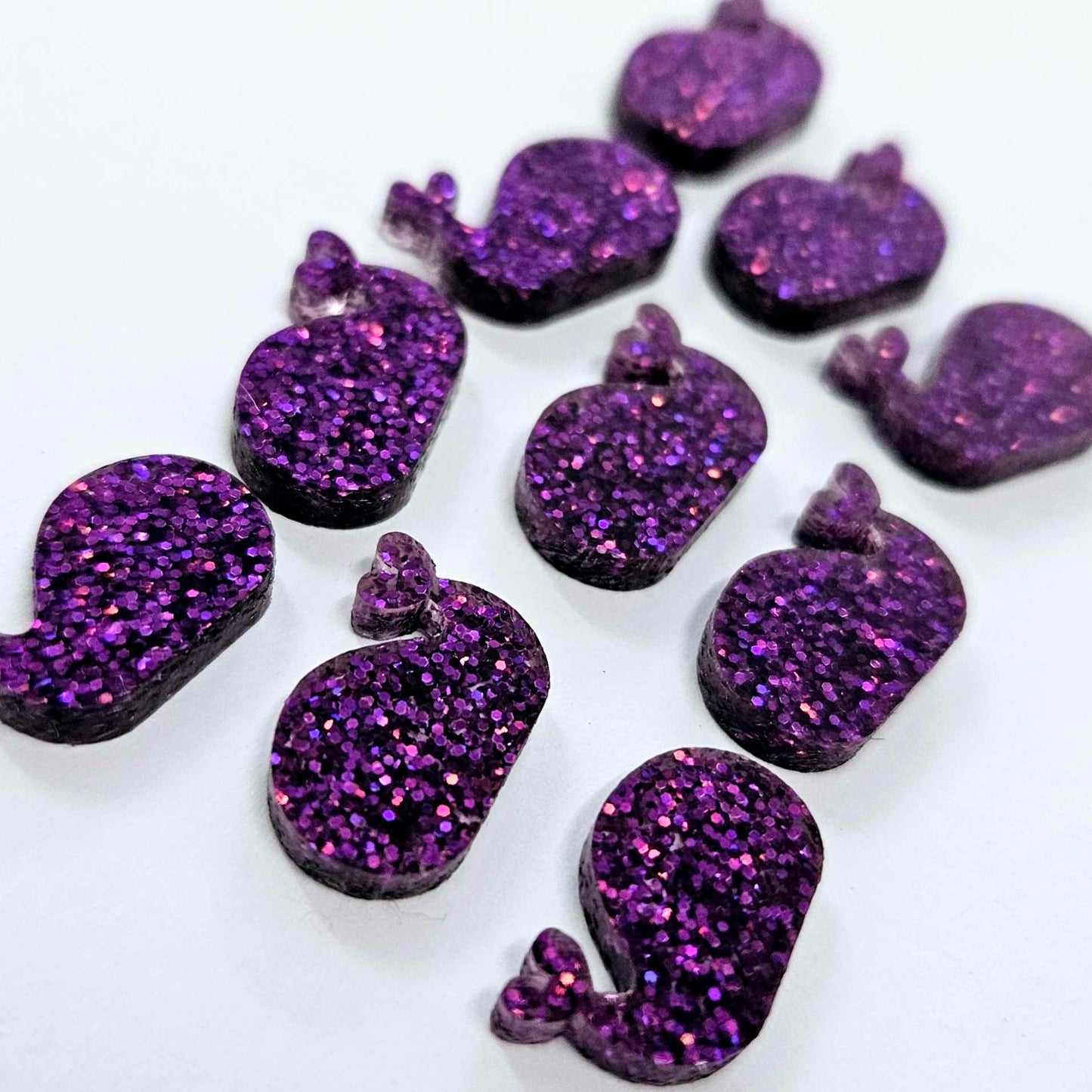 16mm HOLOGRAPHIC PURPLE GLITTER Acrylic WHALES