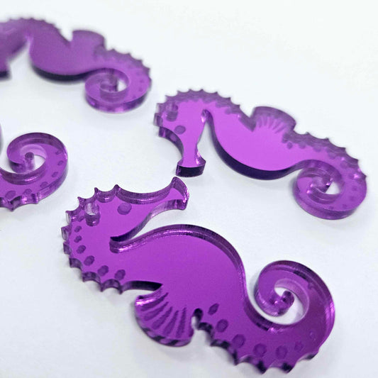 40mm PURPLE MIRROR Acrylic SEAHORSES