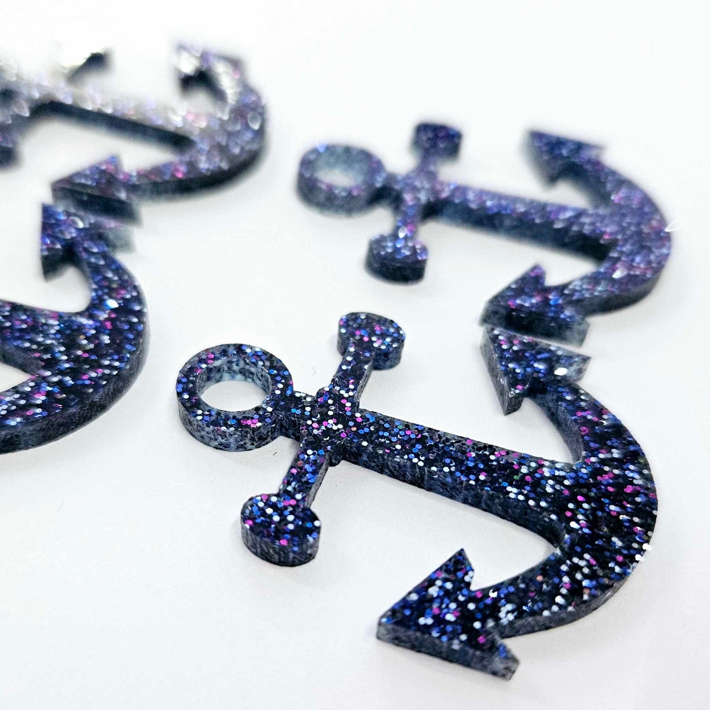 40mm HOLOGRAPIC BLUE GLITTER Acrylic ANCHORS