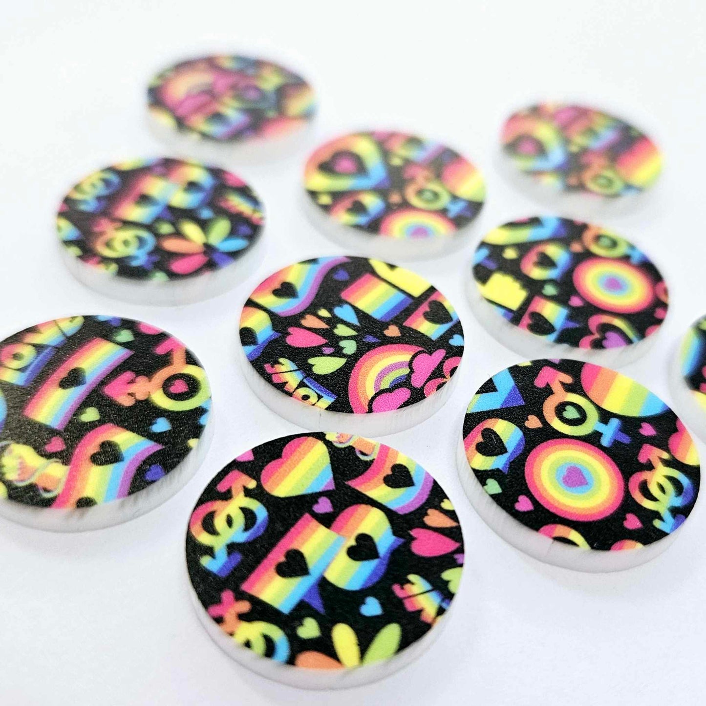 20mm NEON PRIDE Acrylic CIRCLES