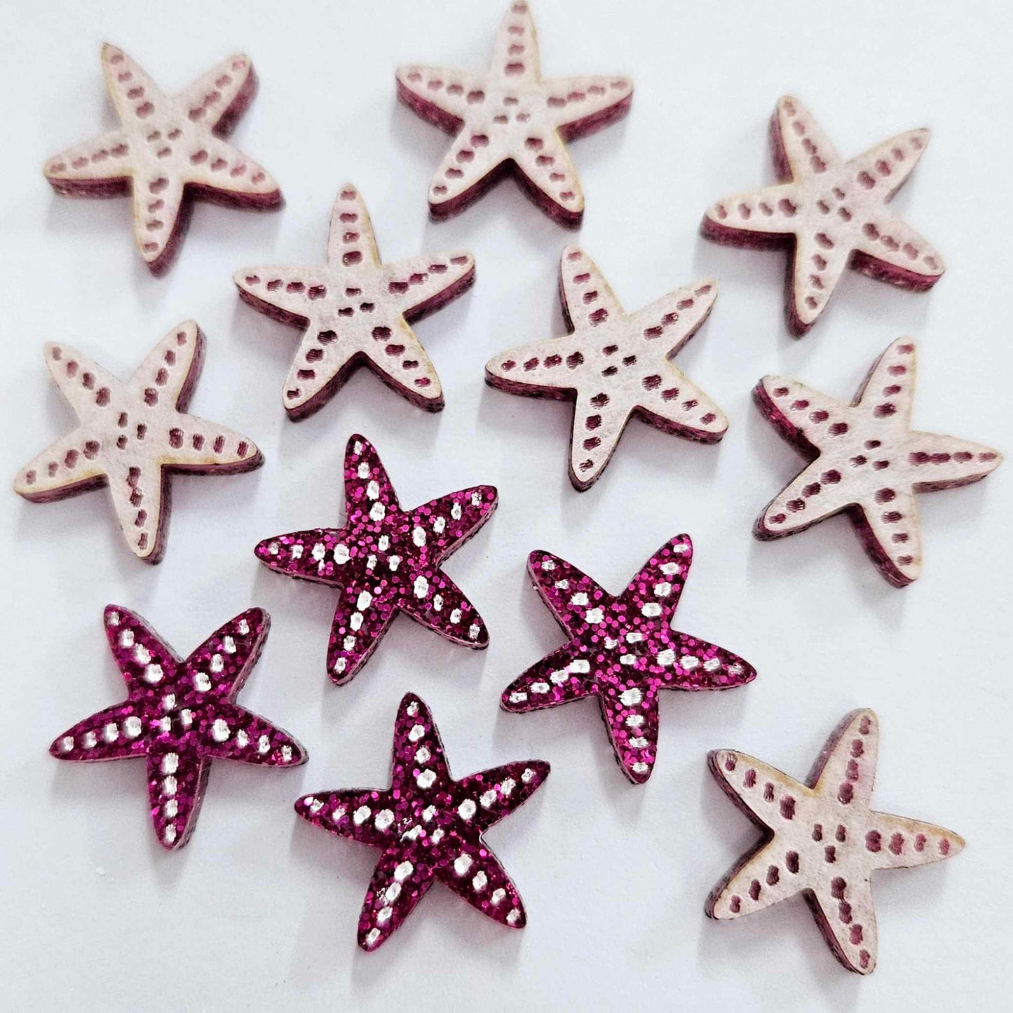 16mm HOT PINK GLITTER Acrylic STARFISH