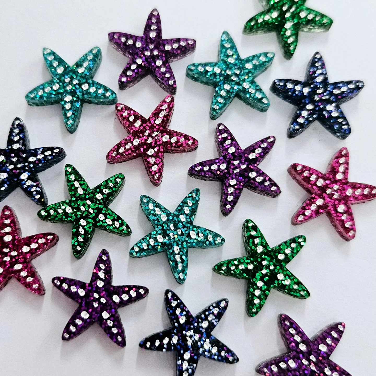 16mm GLITTER Acrylic STARFISH MIXED PACK