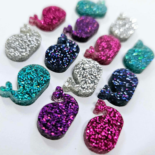 16mm GLITTER Acrylic WHALES MIXED PACK