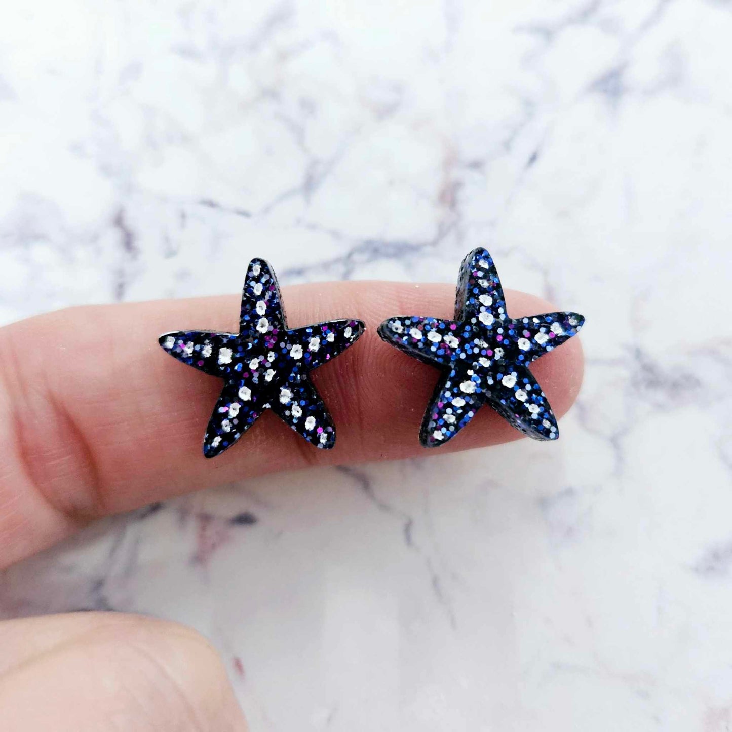 16mm HOLOGRAPHIC BLUE GLITTER Acrylic STARFISH