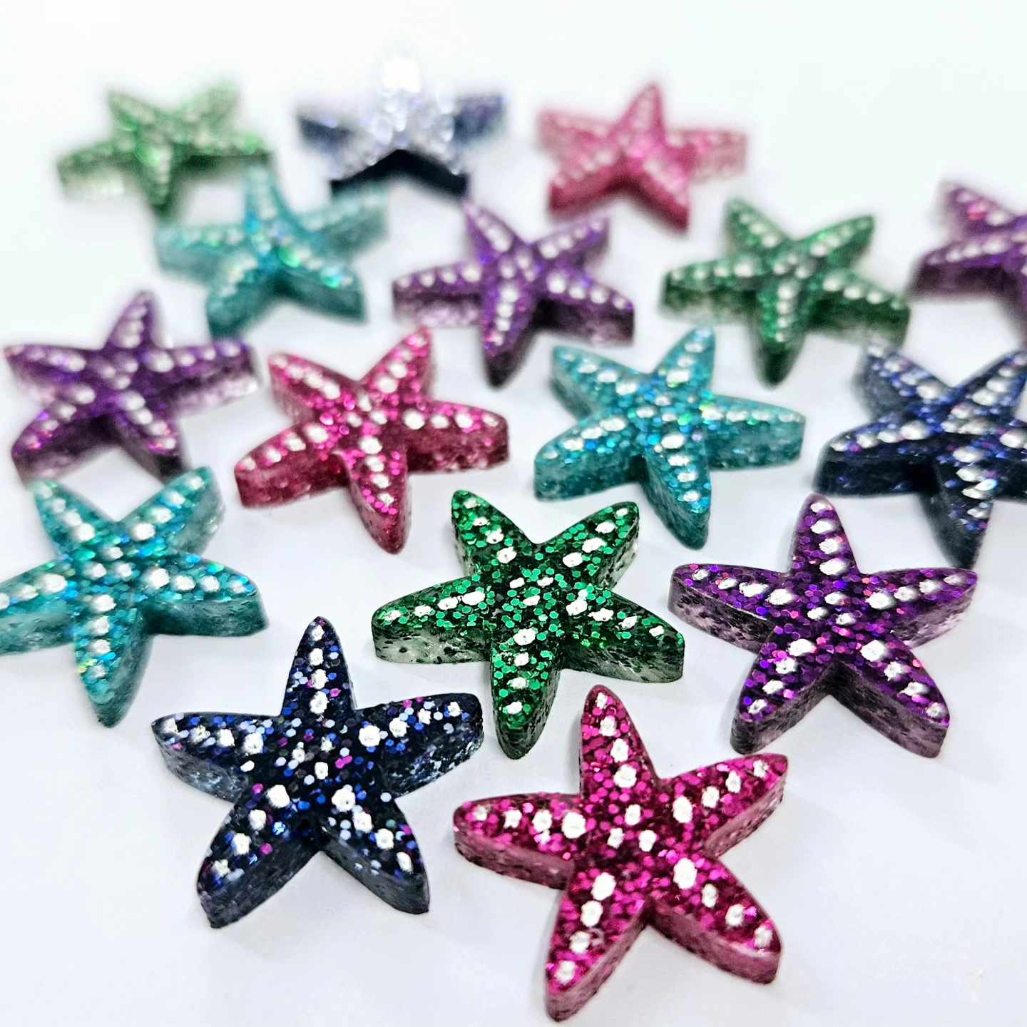 16mm GLITTER Acrylic STARFISH MIXED PACK