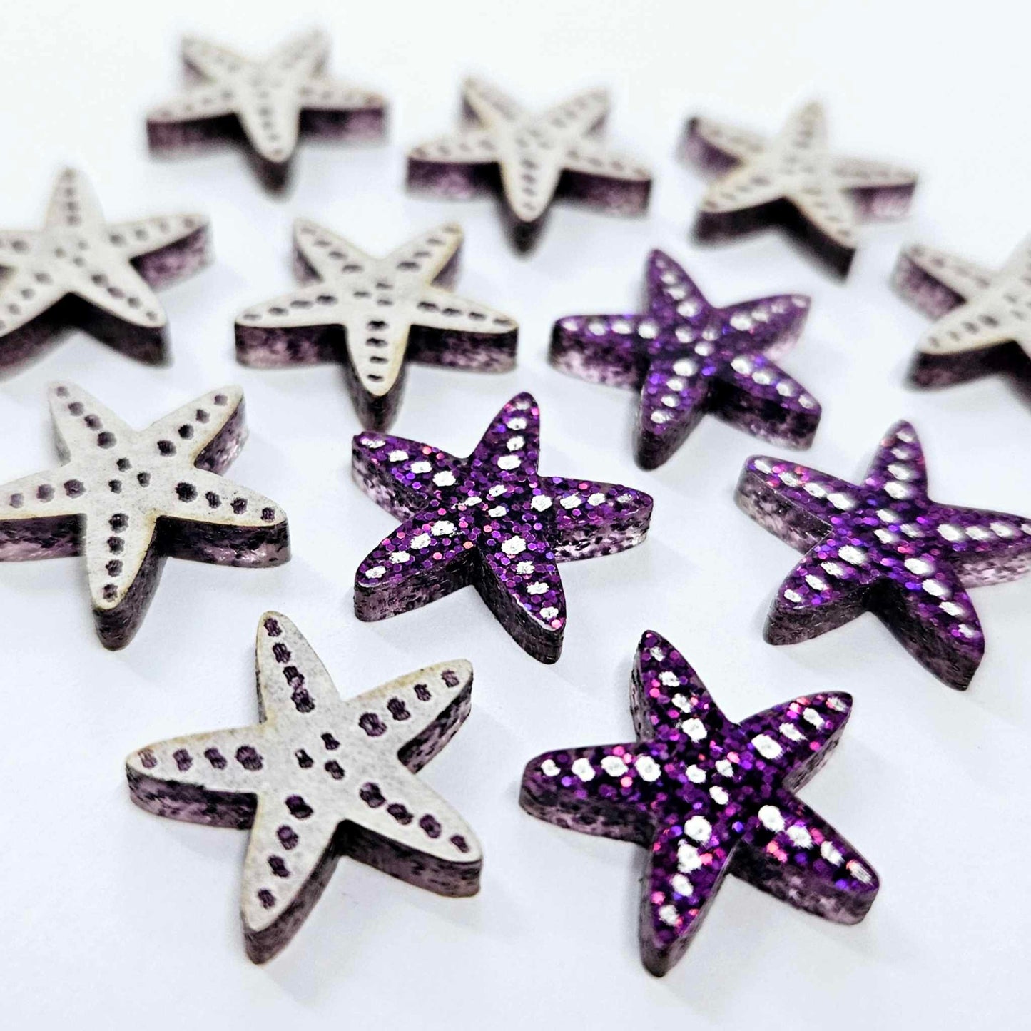 16mm HOLOGRAPHIC PURPLE GLITTER Acrylic STARFISH