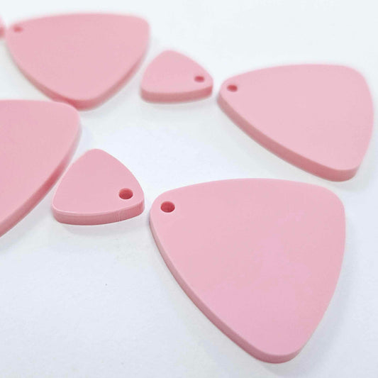 30mm PASTEL PINK Acrylic TRIANGLES, with toppers