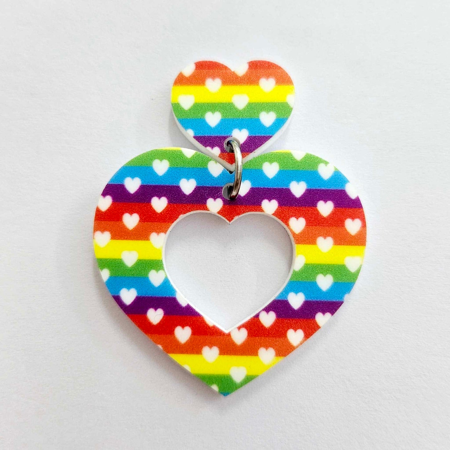 38mm RAINBOW PRIDE Acrylic HEARTS with toppers.