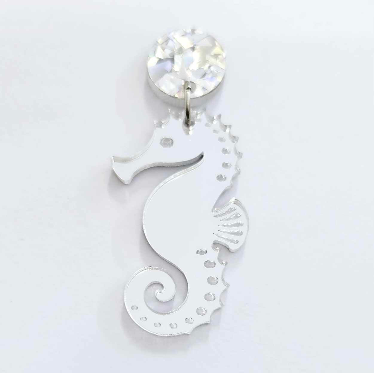 40mm SILVER MIRROR Acrylic SEAHORSES