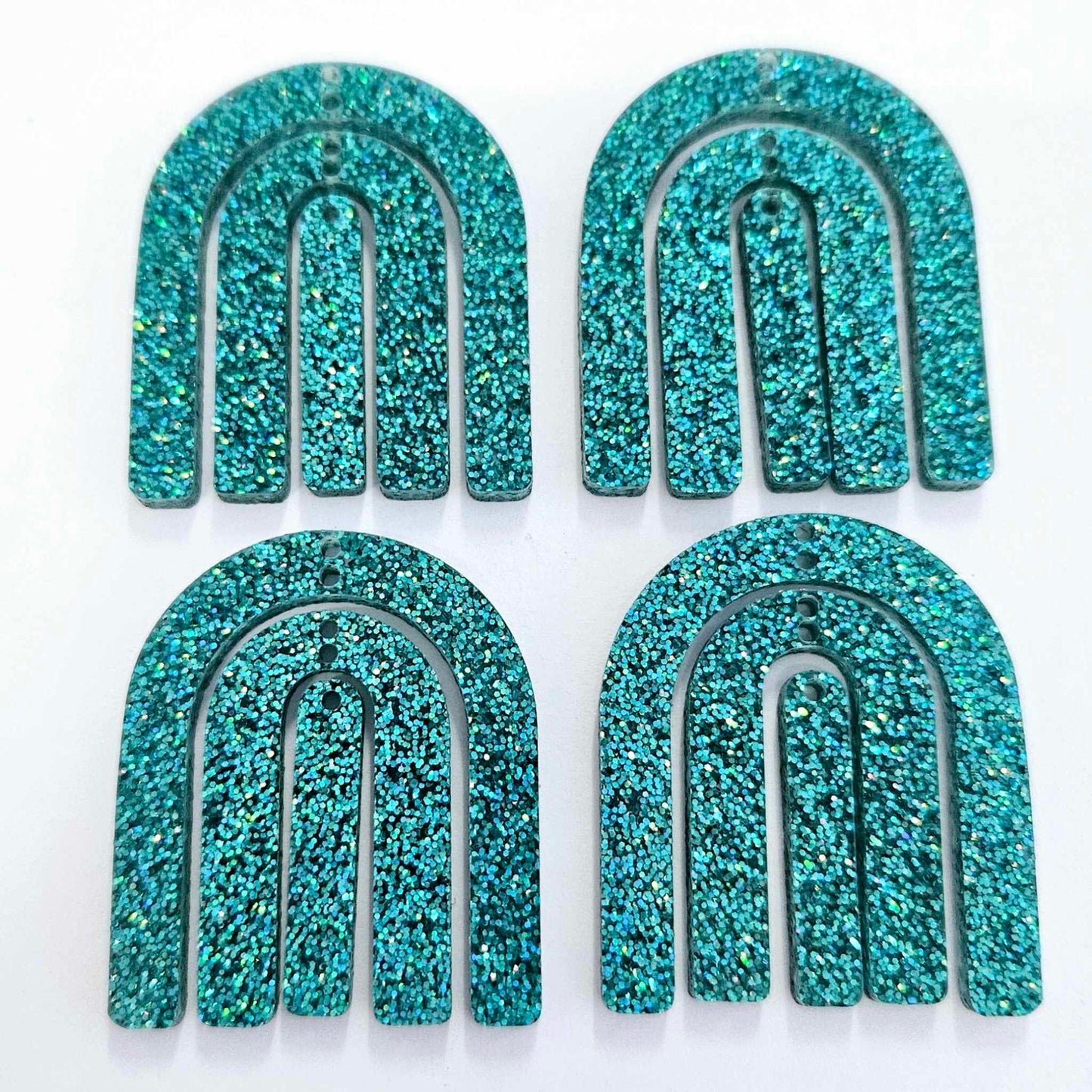 40mm TEAL GLITTER Acrylic RAINBOWS