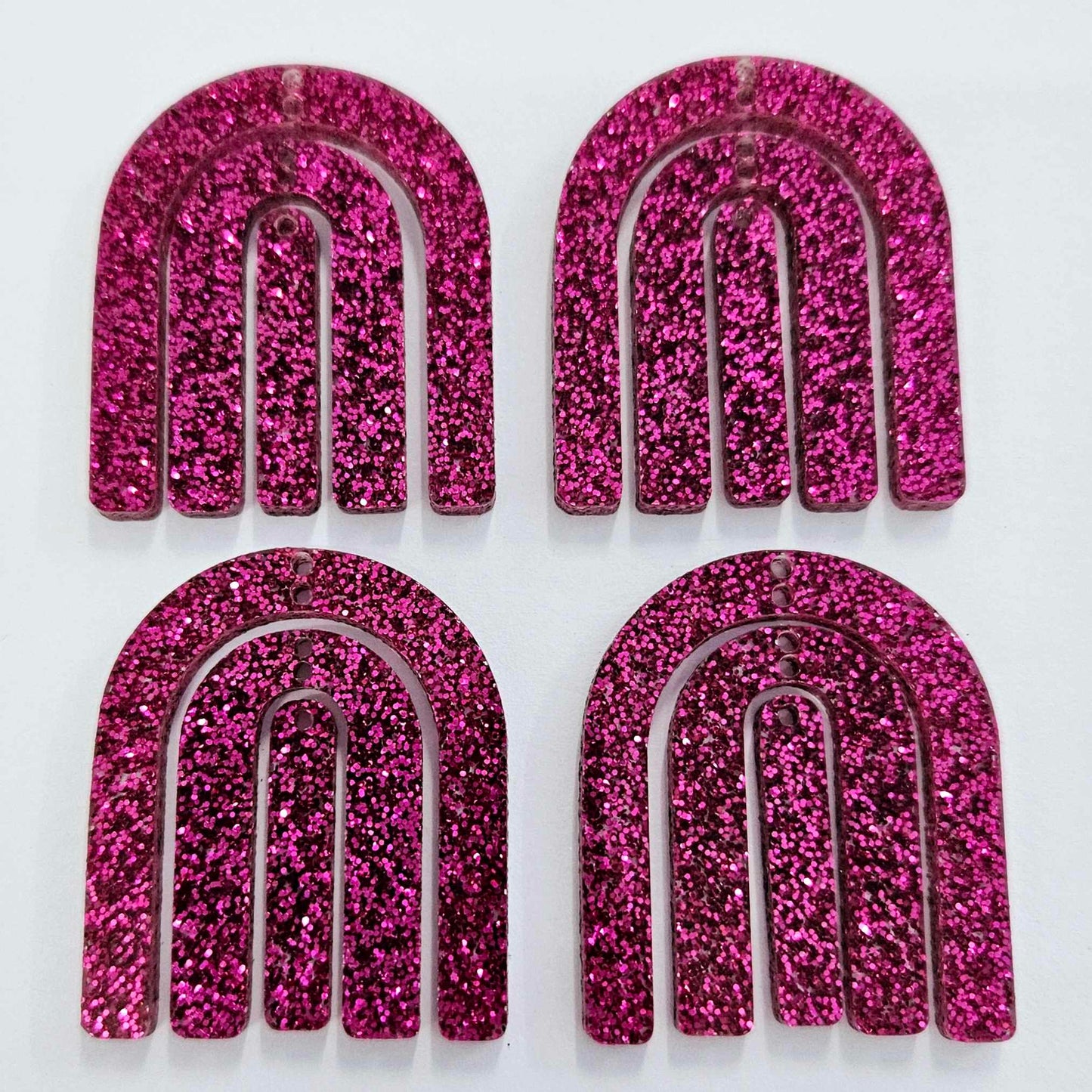 40mm HOT PINK GLITTER Acrylic RAINBOWS