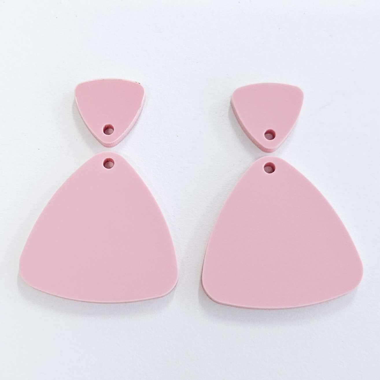 30mm PASTEL PINK Acrylic TRIANGLES, with toppers