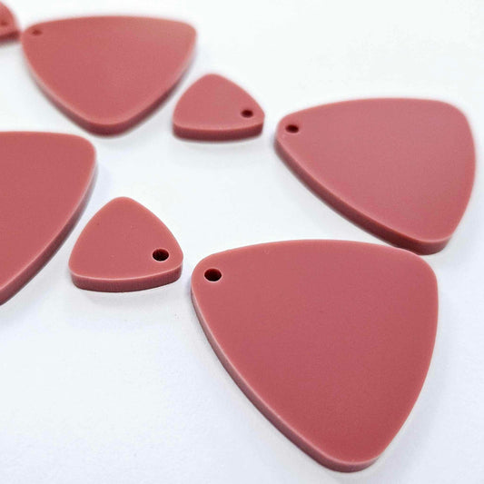 30mm DUSTY ROSE Acrylic TRIANGLES, with toppers