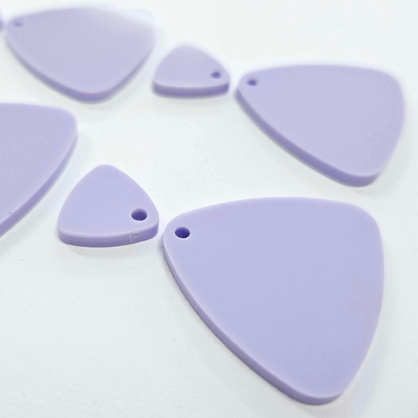 30mm PASTEL PURPLE Acrylic TRIANGLES, with toppers