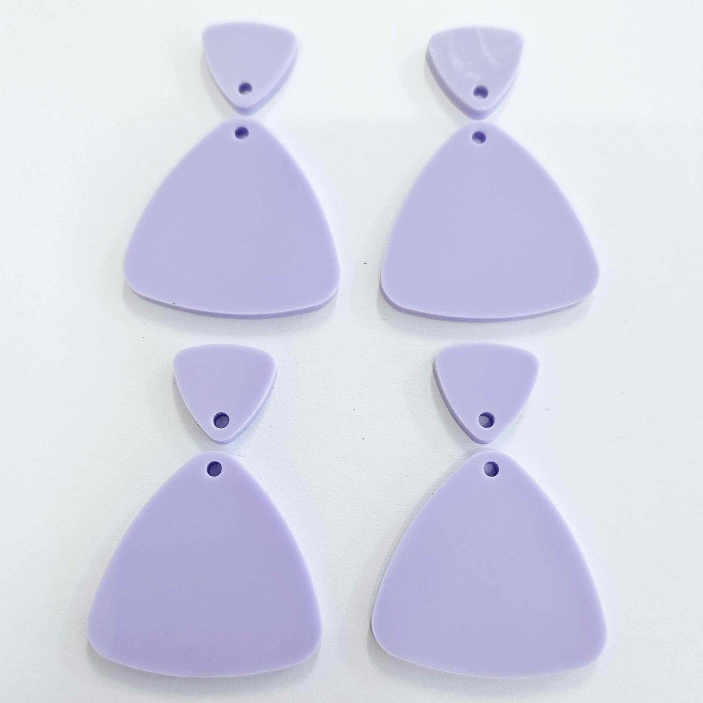 30mm PASTEL PURPLE Acrylic TRIANGLES, with toppers