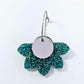 35mm TEAL GLITTER Acrylic Half FLOWERS
