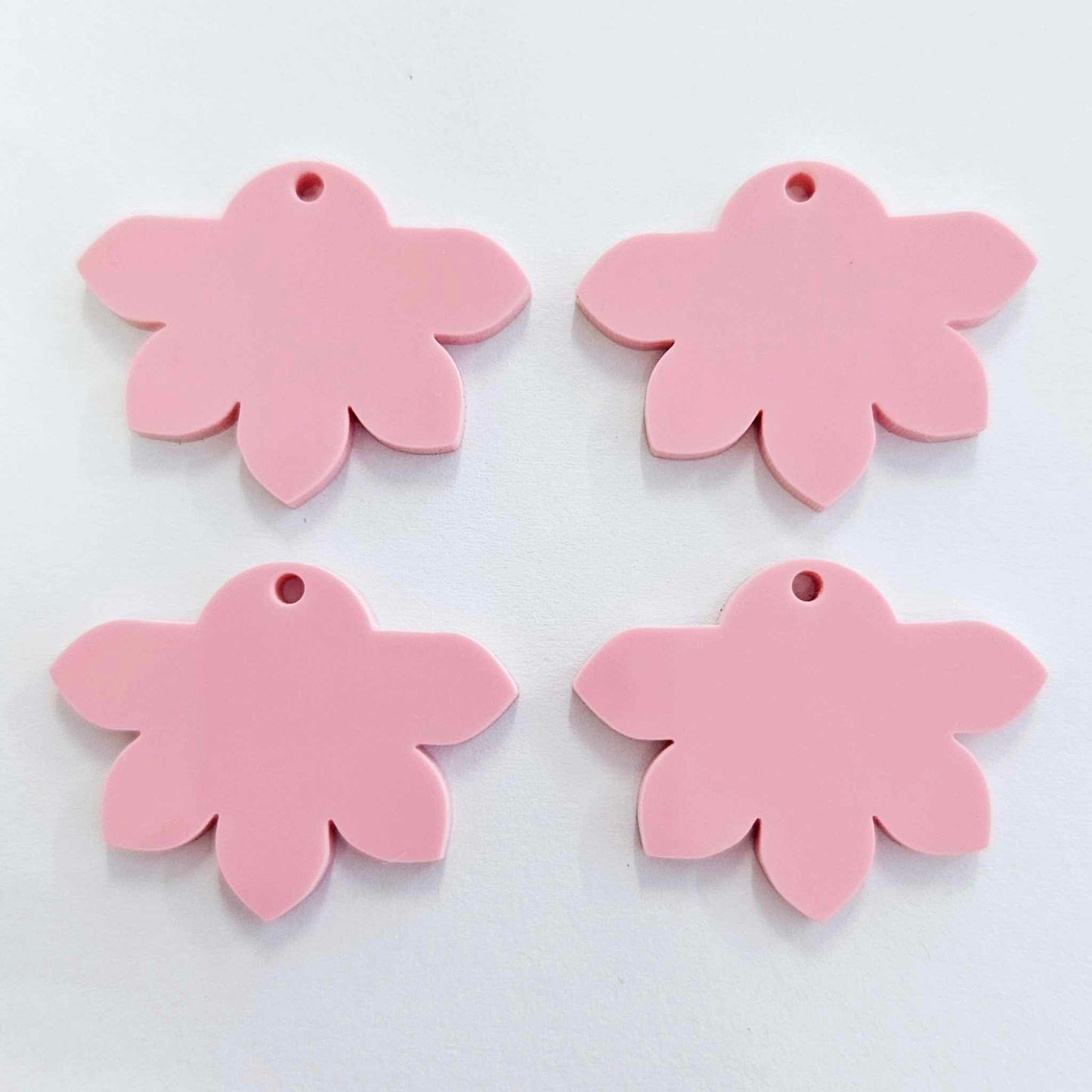 35mm PASTEL PINK Acrylic Half FLOWERS