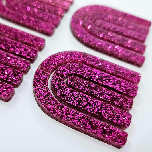 40mm HOT PINK GLITTER Acrylic RAINBOWS