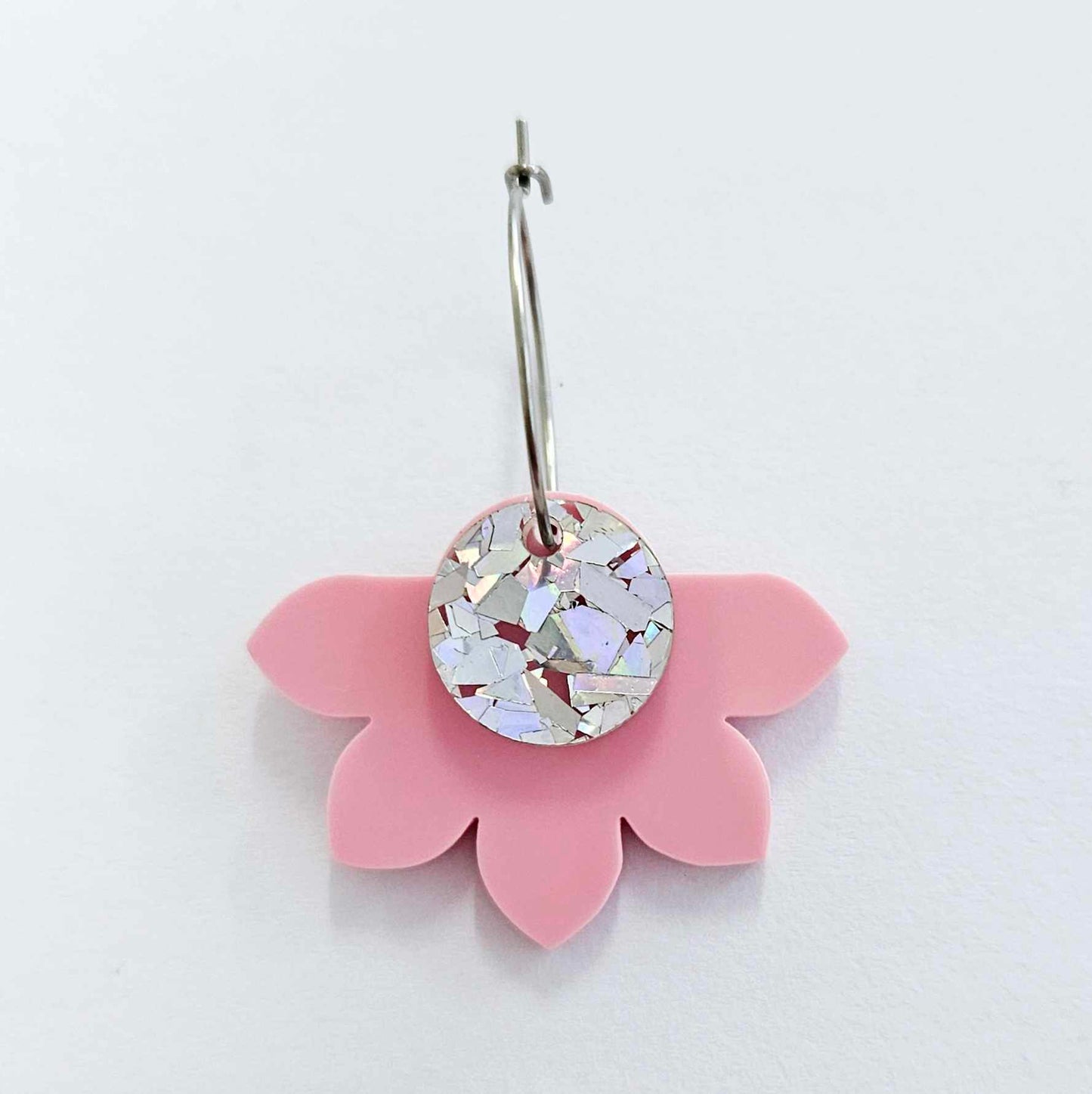 35mm PASTEL PINK Acrylic Half FLOWERS