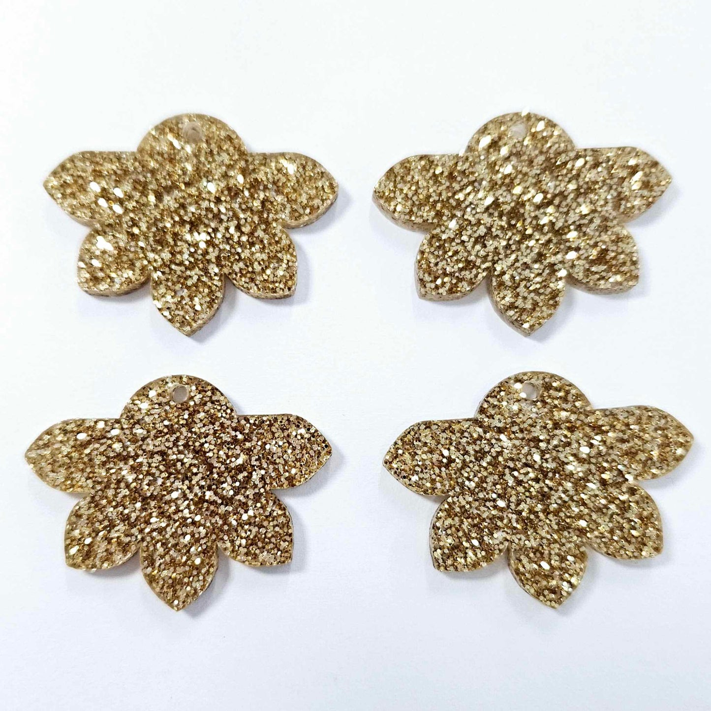 35mm ROSE GOLD GLITTER Acrylic Half FLOWERS