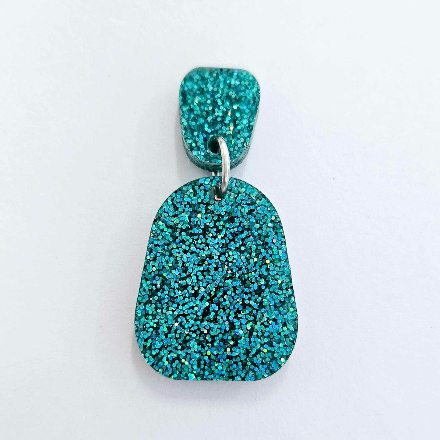 25mm TEAL GLITTER Acrylic MINI Dangles, with toppers