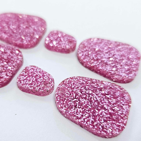 25mm PINK GLITTER Acrylic MINI Dangles, with toppers