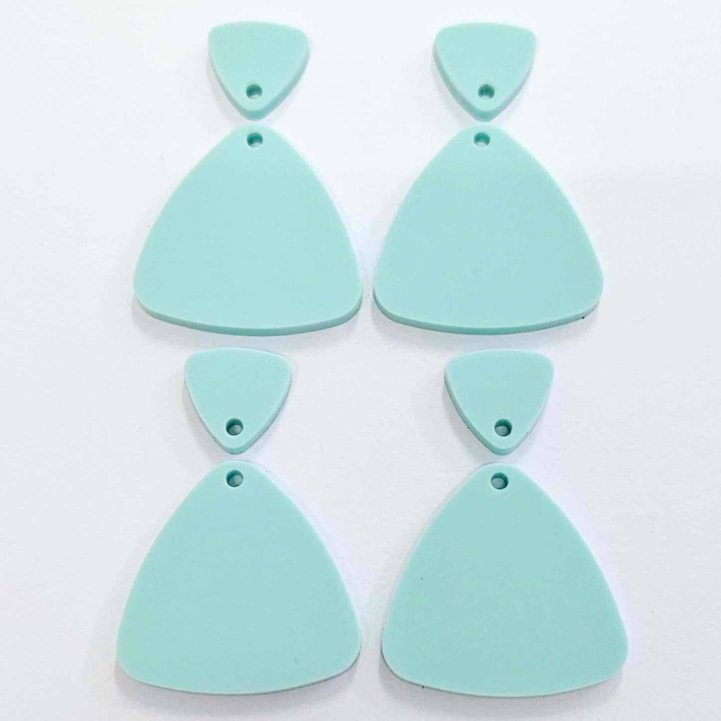 30mm PASTEL TURQUOISE (Aqua) Acrylic TRIANGLES, with toppers